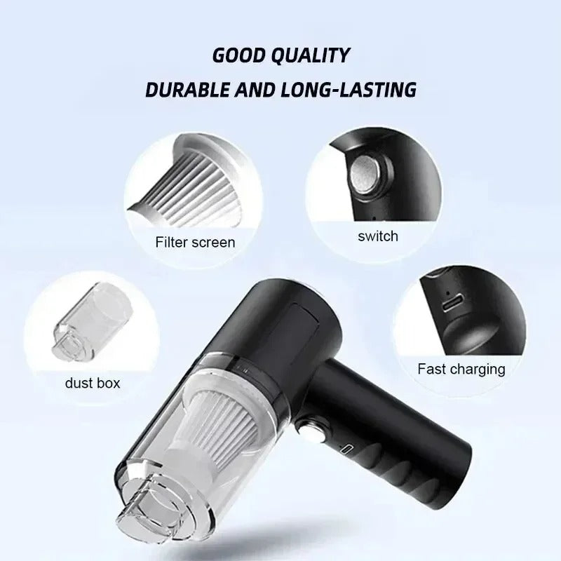 120W High-Power Portable Wireless Vacuum Cleaner – Dual Use for Car & Home