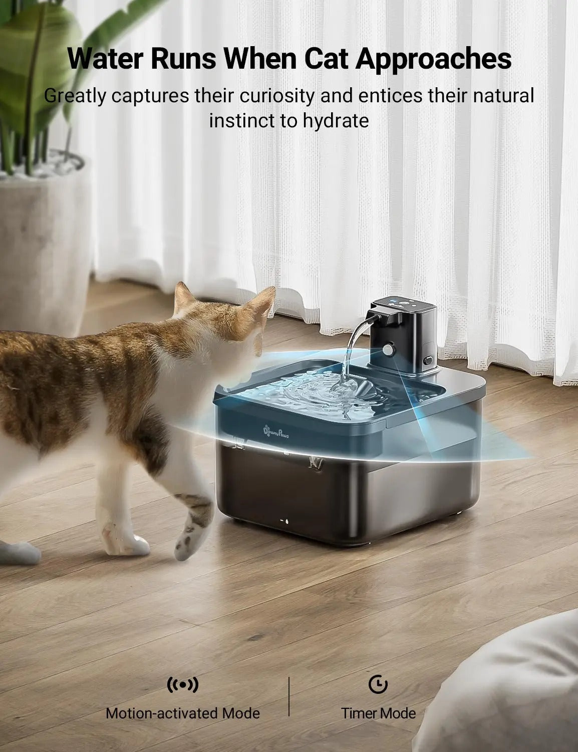 2.5L Wireless Water Fountain – Battery-Powered Smart Dispenser with Motion Sensor