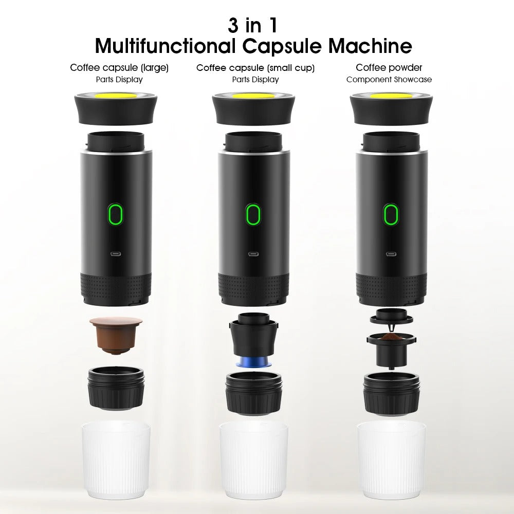 Portable Wireless Espresso Coffee Maker – 3-in-1 Travel Coffee Machine for Car, Home & Camping