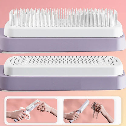 Self-Cleaning Scalp Massage Hair Brush – Effortless Detangling & Scalp Care